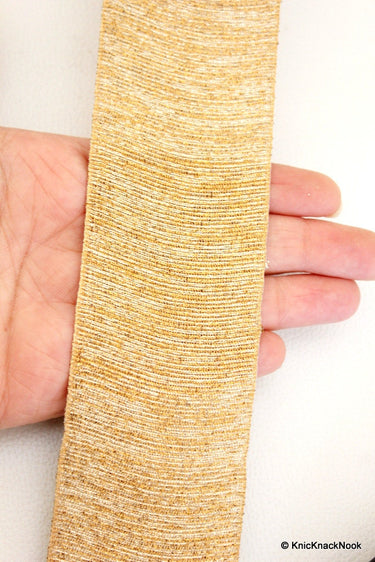 Gold Shimmer Ribbon Lace Trim, Approx. 51mm wide